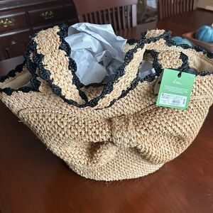 Kate Spade x Target Straw Bow-Tote with Black Trim - Women Bag NWOT